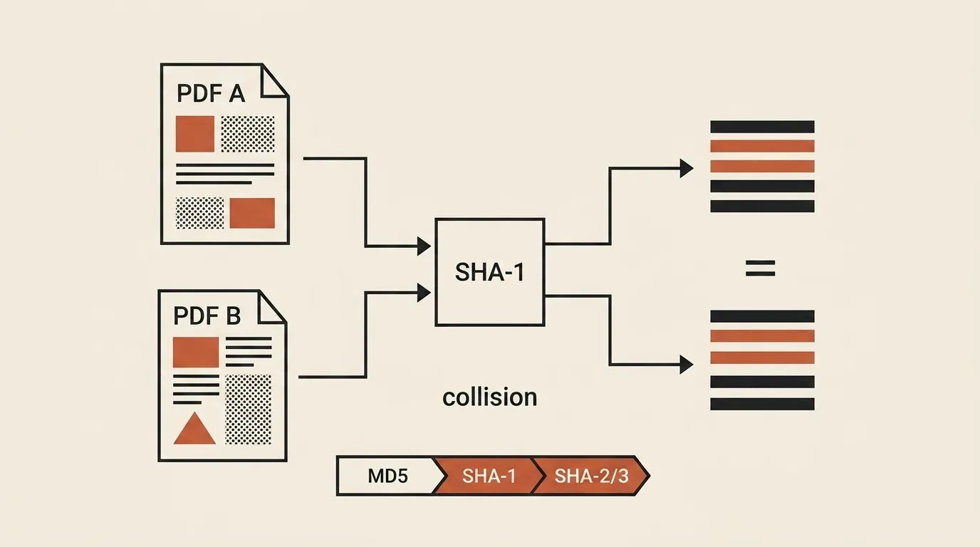 Коллизия хэш-функции SHA-1 на двух разных документах и хронология эволюции стандартов хэширования